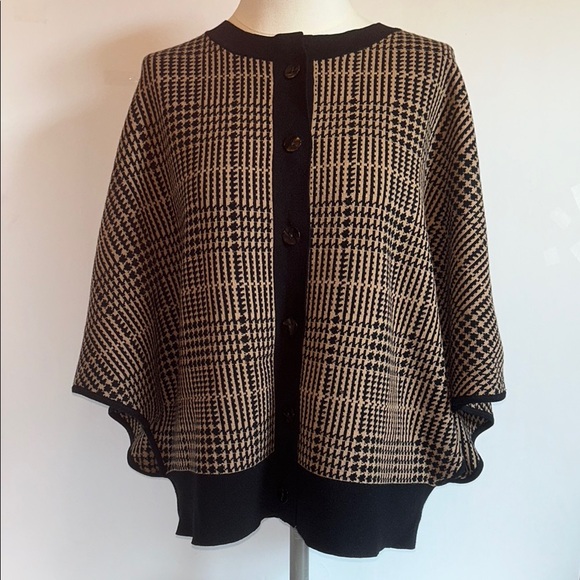 Sweaters - Jones New York Collection Houndstooth Button-Up Women's Caplet Sweater Size 3X